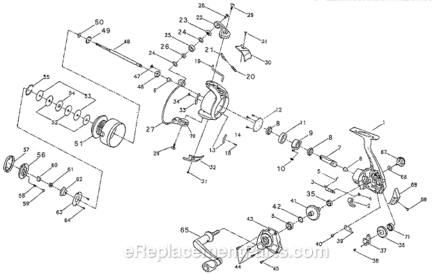 Page A Diagram and Parts List for EC35  Pflueger Spinning Reels