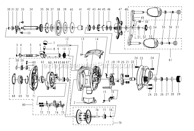 Page A Diagram and Parts List for PFLECHELON5LP  Pflueger Baitcast Reels