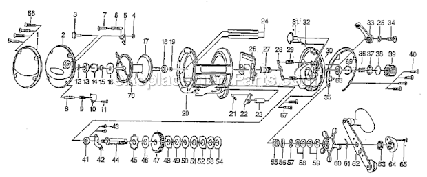Page A Diagram and Parts List for G50HS  Pflueger Spinning Reels