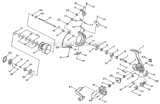 Page A Diagram and Parts List for EC30  Pflueger Spinning Reels