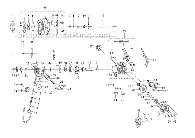 Page A Diagram and Parts List for 7440  Pflueger Spinning Reels