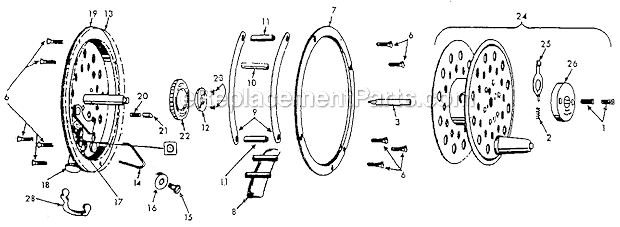 Page A Diagram and Parts List for 1495  Pflueger Fly Reels