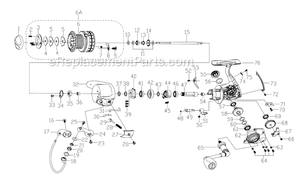 Page A Diagram and Parts List for 9240XT  Pflueger Spinning Reels