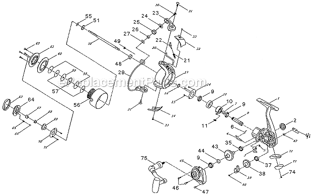 Page A Diagram and Parts List for 4740GX  Pflueger Spinning Reels
