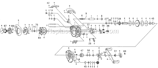 Page A Diagram and Parts List for PFLVINTAGELP  Pflueger Baitcast Reels