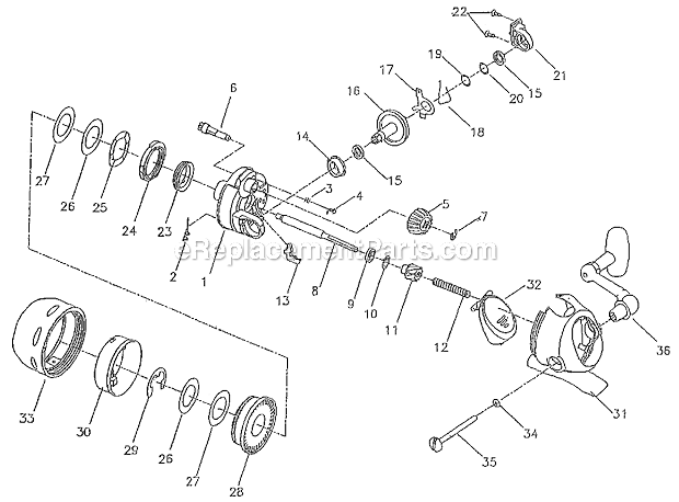 Page A Diagram and Parts List for 4410C  Pflueger Spincast Reels