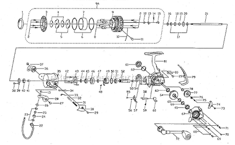 Page A Diagram and Parts List for 9535  Pflueger Spinning Reels