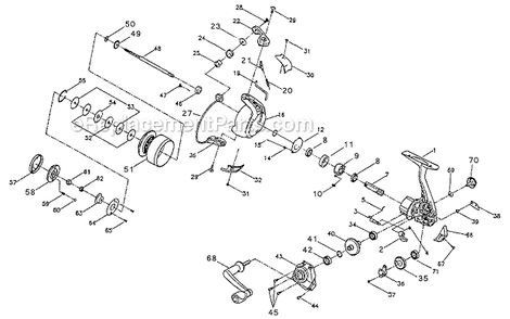 Page A Diagram and Parts List for EC25  Pflueger Spinning Reels