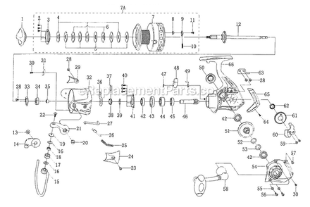 Page A Diagram and Parts List for 7060  Pflueger Spinning Reels