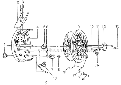 Page A Diagram and Parts List for 1834  Pflueger Fly Reels