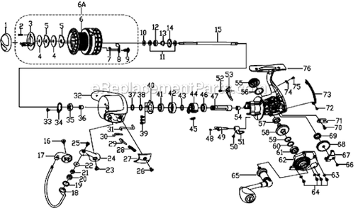 Page A Diagram and Parts List for 9235XT  Pflueger Spinning Reels