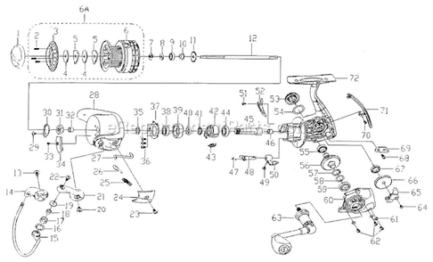 Page A Diagram and Parts List for XT9225  Pflueger Spinning Reels