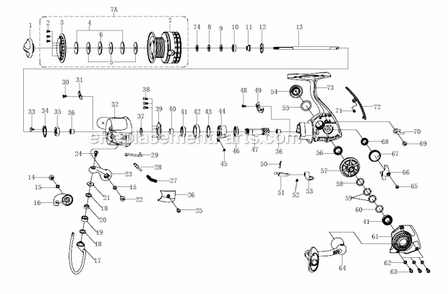 Page A Diagram and Parts List for 8225MG  Pflueger Spinning Reels