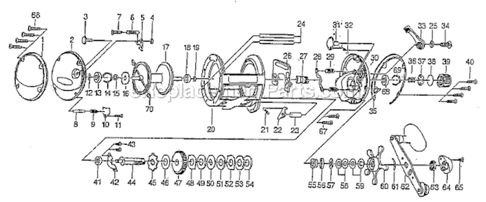 Page A Diagram and Parts List for G50HS  Pflueger Spinning Reels