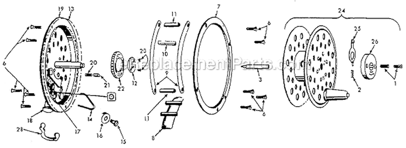 Page A Diagram and Parts List for 1495  Pflueger Fly Reels