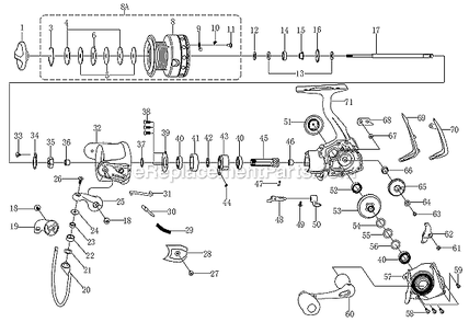 Page A Diagram and Parts List for 6940  Pflueger Spinning Reels