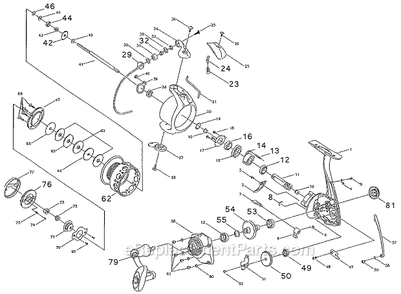 Page A Diagram and Parts List for 8040MG  Pflueger Spinning Reels