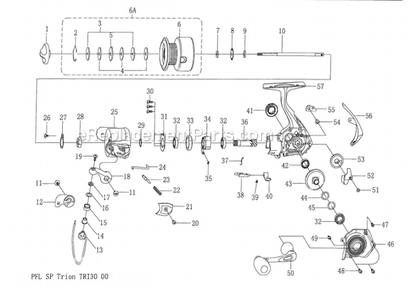 Page A Diagram and Parts List for TRI30  Pflueger Spinning Reels