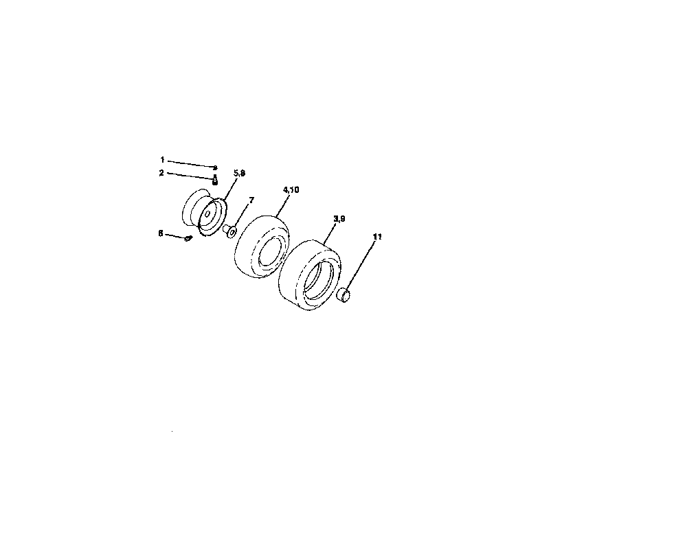 Wheels and tires Diagram and Parts List for PR20H42STB  Poulan Lawn Tractor