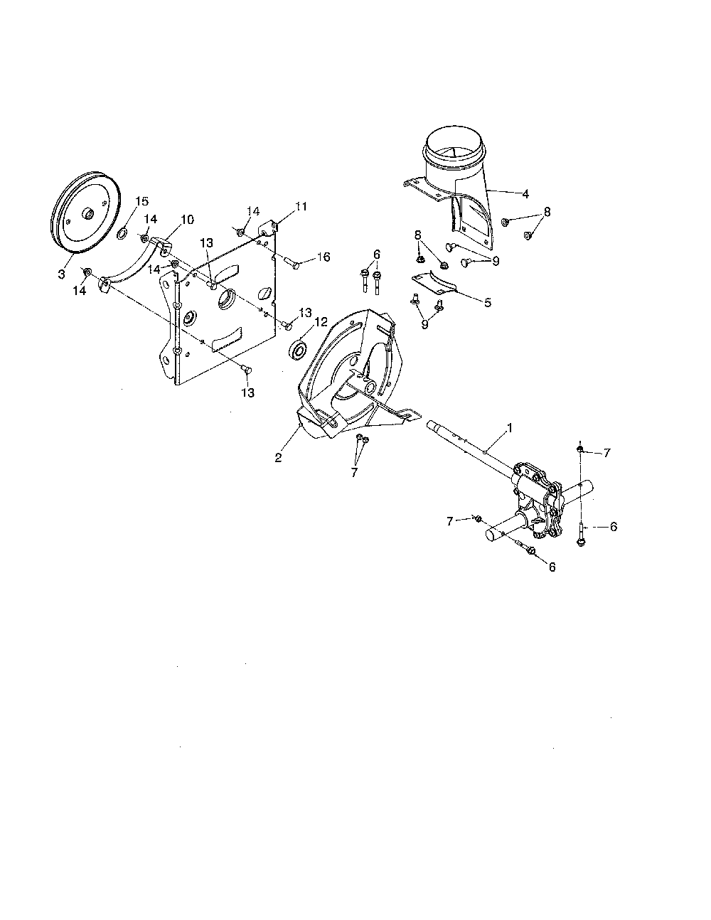 Impeller/gearbox Diagram and Parts List for 96192006701  Poulan Snow Blower