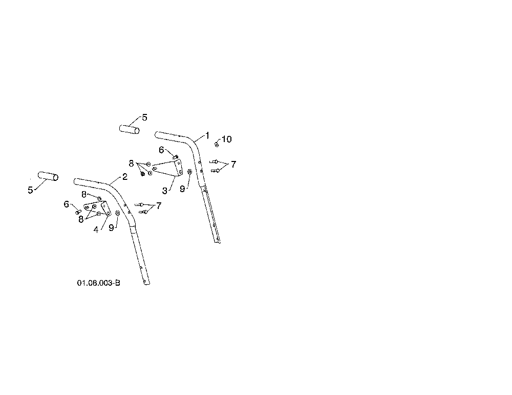 Plow handles Diagram and Parts List for 96198004301  Poulan Snow Blower