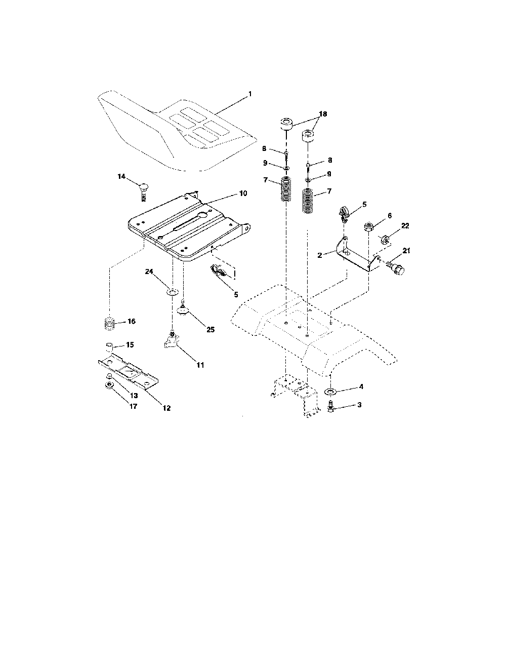 Seat assembly Diagram and Parts List for 96012003201  Poulan Lawn Tractor