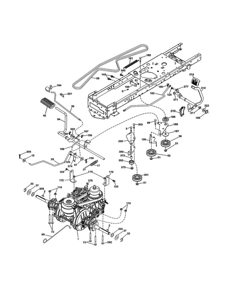 Drive Diagram and Parts List for PP20VA46-96046007900  Poulan Lawn Tractor