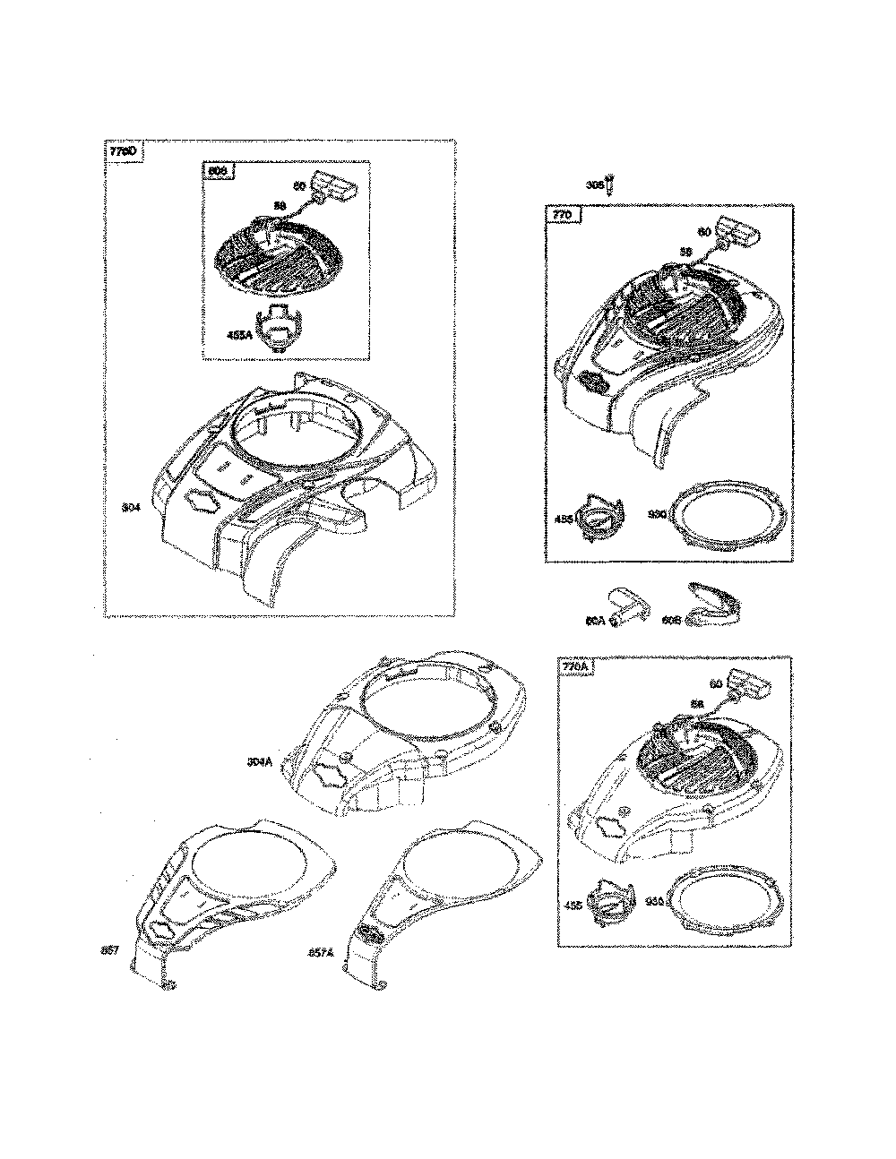 Blower housing/rewind starter Diagram and Parts List for 96132007902  Poulan Lawn Mower