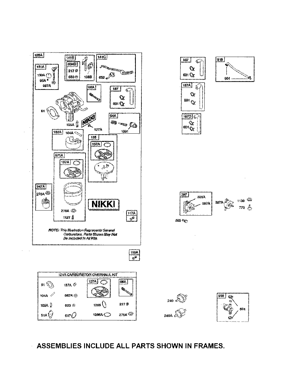 Carburetor Diagram and Parts List for 96046002200  Poulan Lawn Tractor