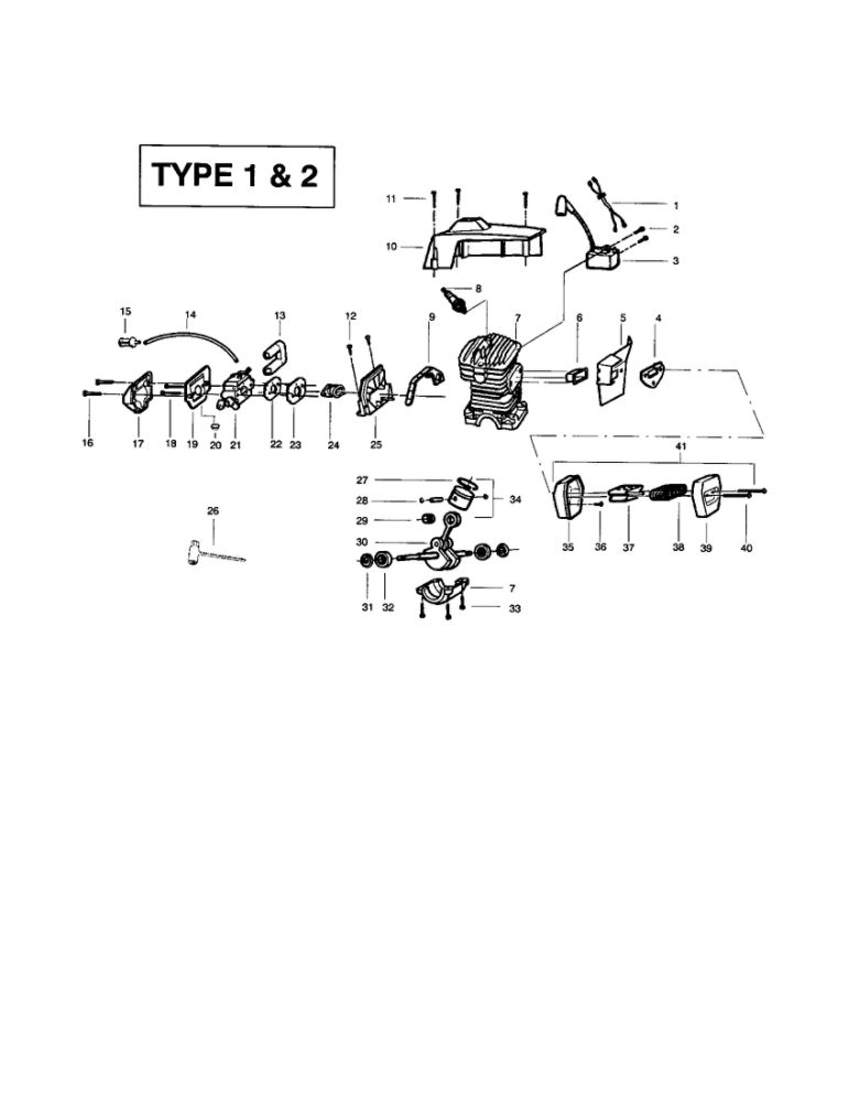 Shield/Cylinder/Muffler Diagram and Parts List for 295 TYPE 1,2 Poulan Chainsaw