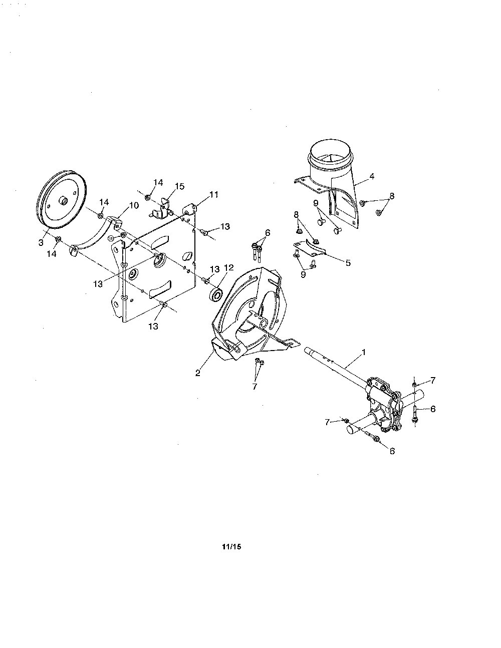 Impeller & gearbox Diagram and Parts List for 96192009600  Poulan Snow Blower