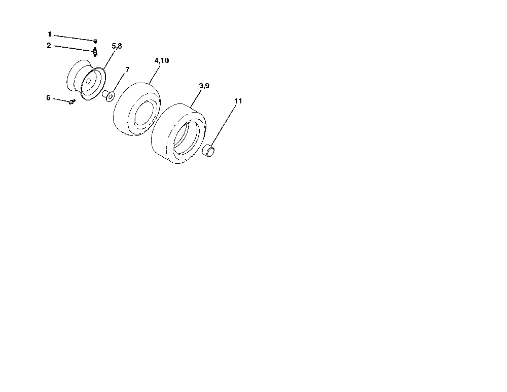 Wheels and tires Diagram and Parts List for 96016002400  Poulan Lawn Tractor
