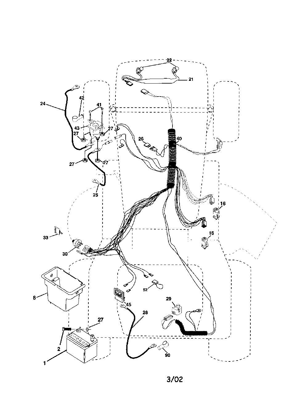 Electrical Diagram and Parts List for 917279872  Poulan Lawn Tractor