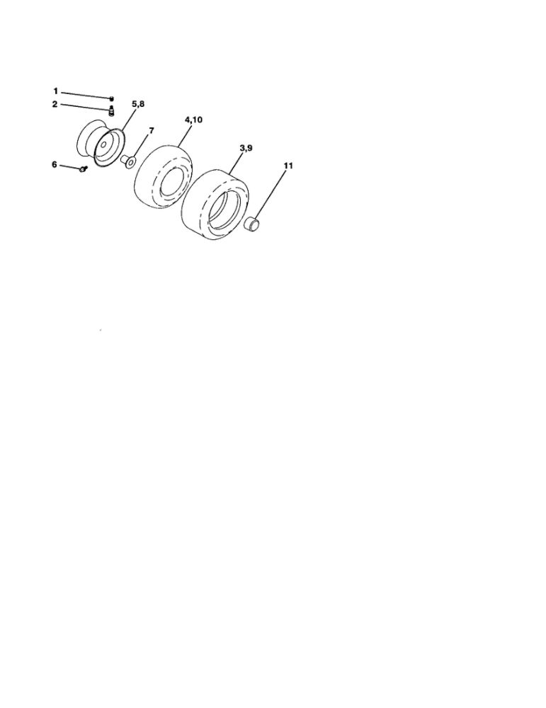 Wheels And Tires Diagram and Parts List for 270451  Poulan Lawn Tractor