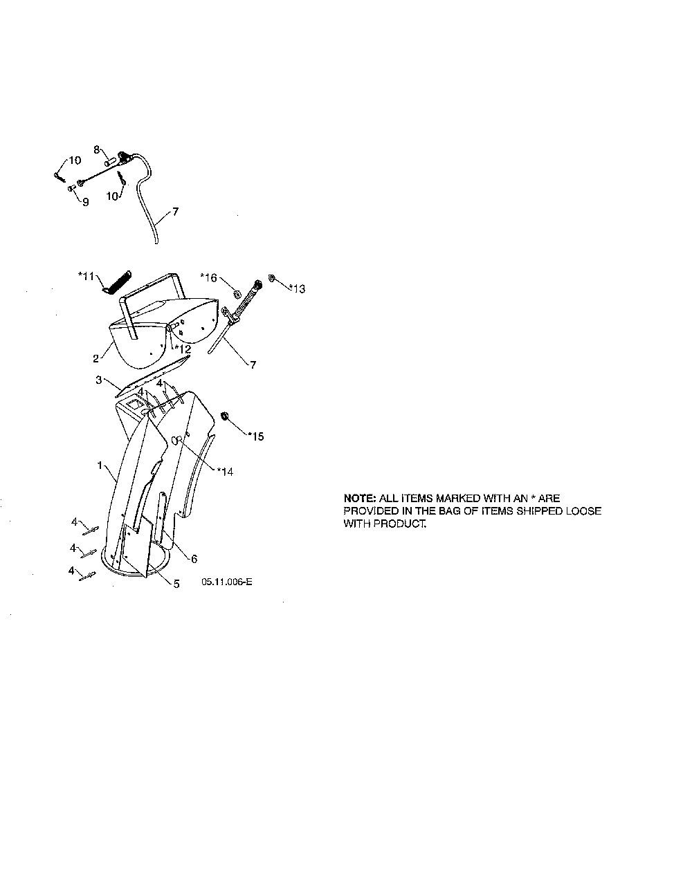 Chute & deflector weldments Diagram and Parts List for 96192009101  Poulan Snow Blower