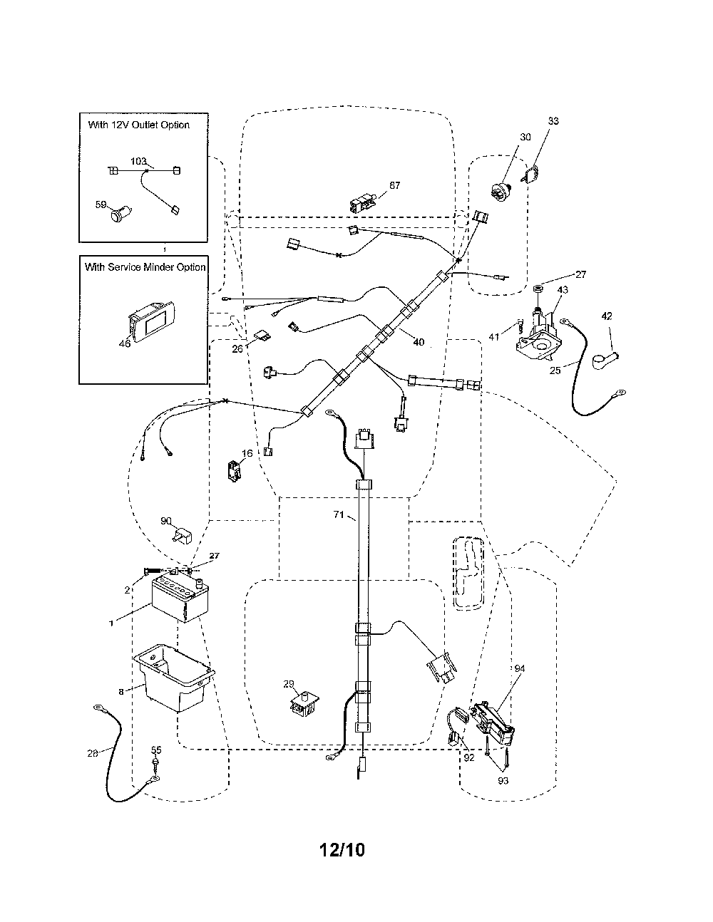 Electrical Diagram and Parts List for 96046000800  Poulan Lawn Tractor