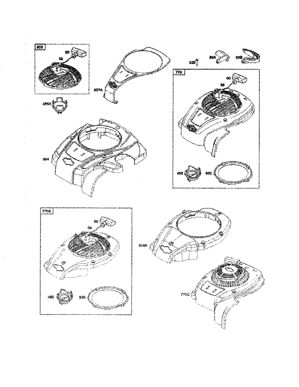 Blower housing/rewind starter Diagram and Parts List for 96139000400  Poulan Lawn Mower