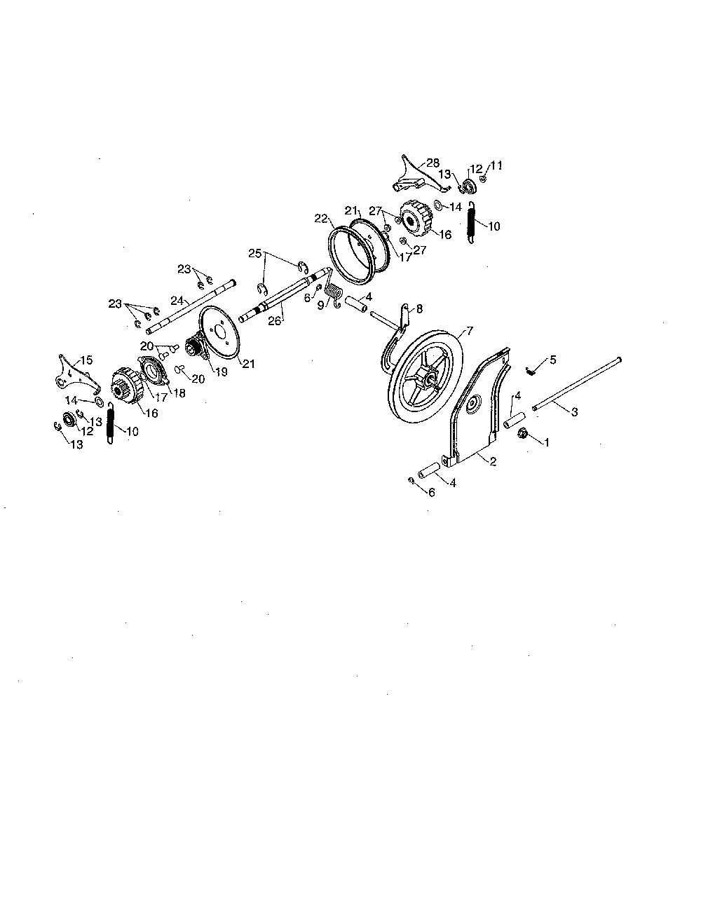 Drive Diagram and Parts List for 96192007104  Poulan Snow Blower