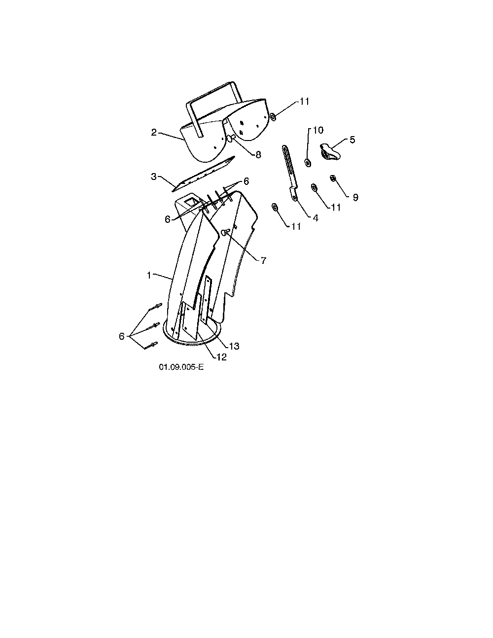 Chute & deflector weldments Diagram and Parts List for PR624ES-96198004302  Poulan Snow Blower