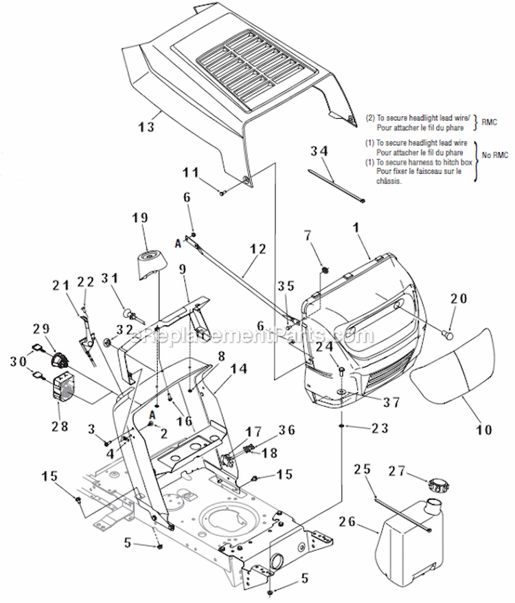 Page A Diagram and Parts List for 13A1762F552  Poulan Lawn Tractor