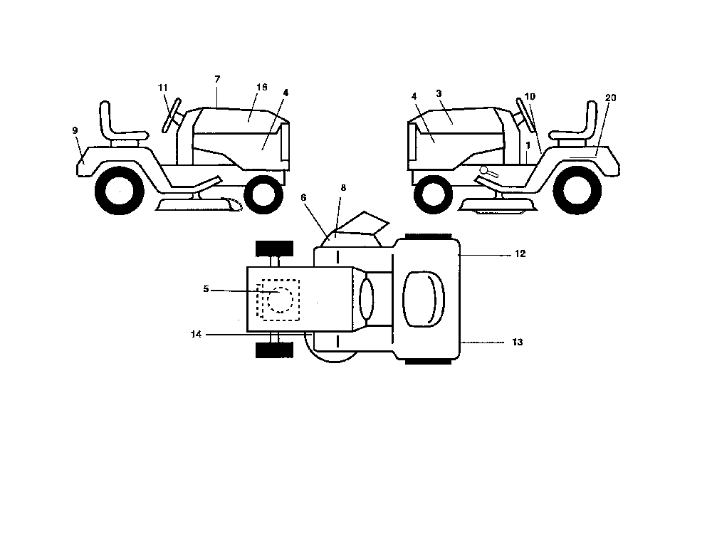 Decals Diagram and Parts List for HD21H42  Poulan Lawn Tractor