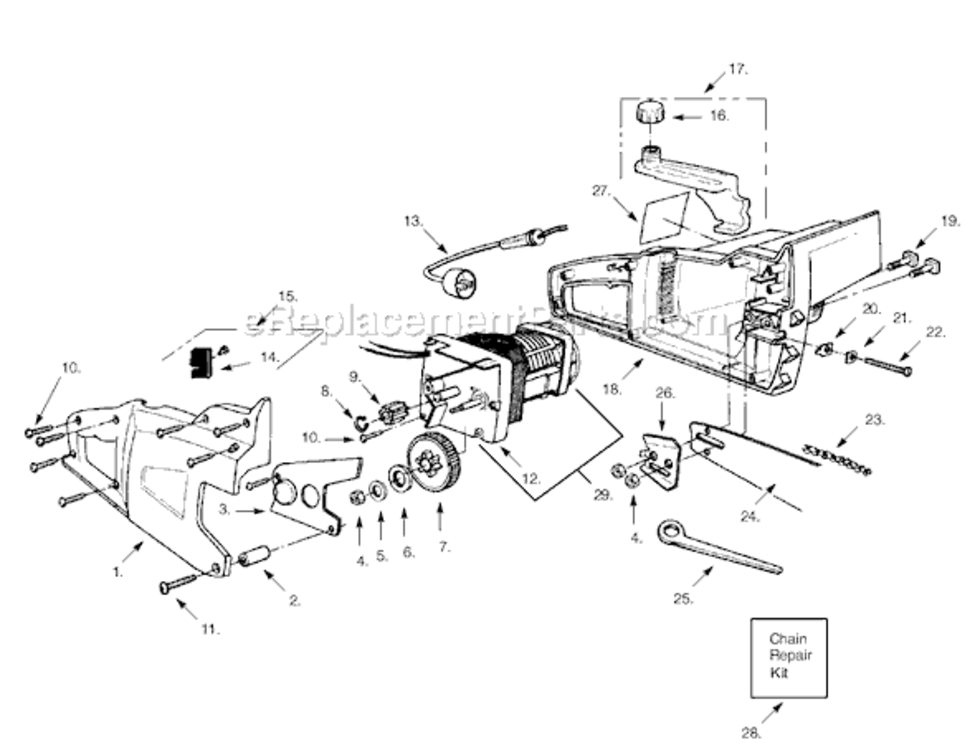 Page A Diagram and Parts List for 1420 Type 1 Poulan Chainsaw