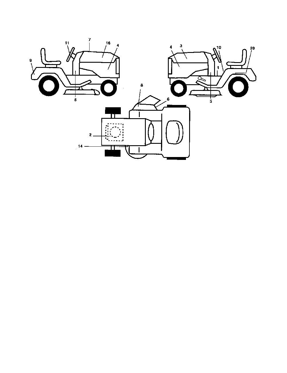 Decals Diagram and Parts List for HD20H42  Poulan Lawn Tractor