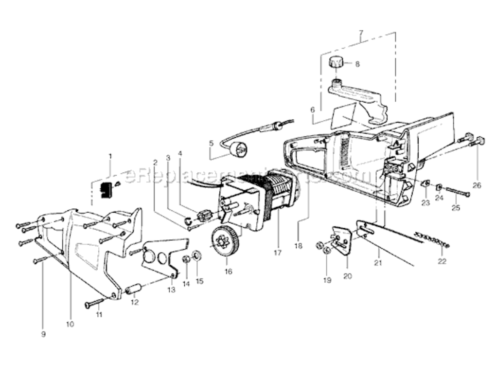 Page A Diagram and Parts List for 1625 Type 2 Poulan Chainsaw