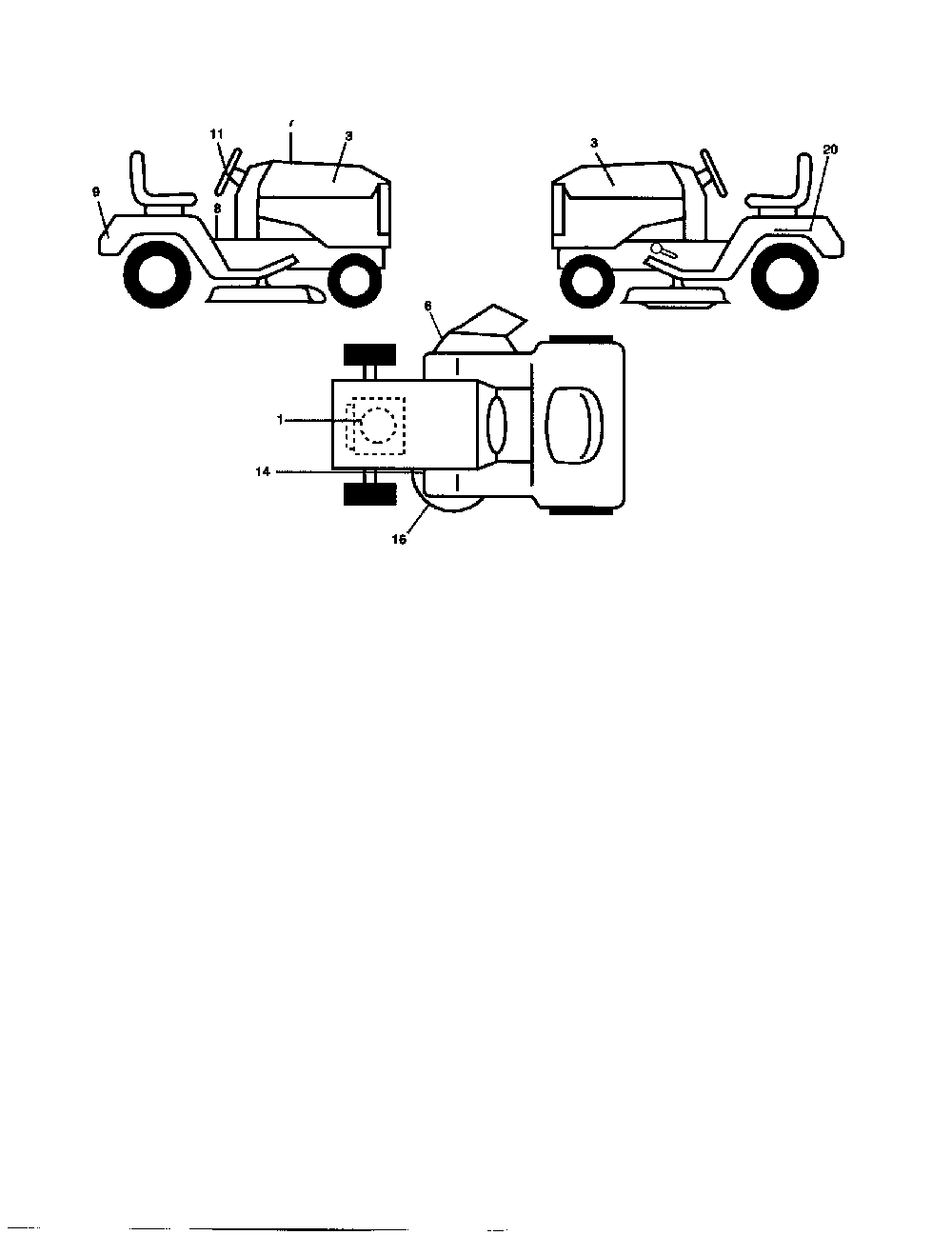 Decals Diagram and Parts List for 96046000800-2007  Poulan Lawn Tractor