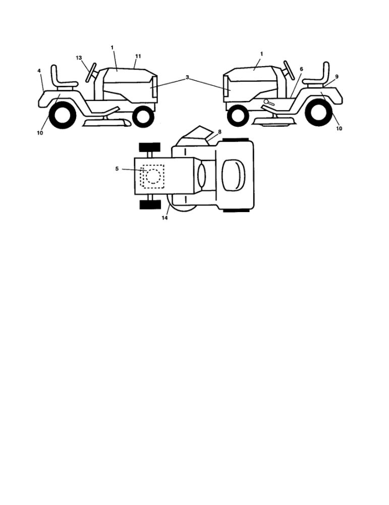 Decals Diagram and Parts List for 96042011200  Poulan Lawn Tractor
