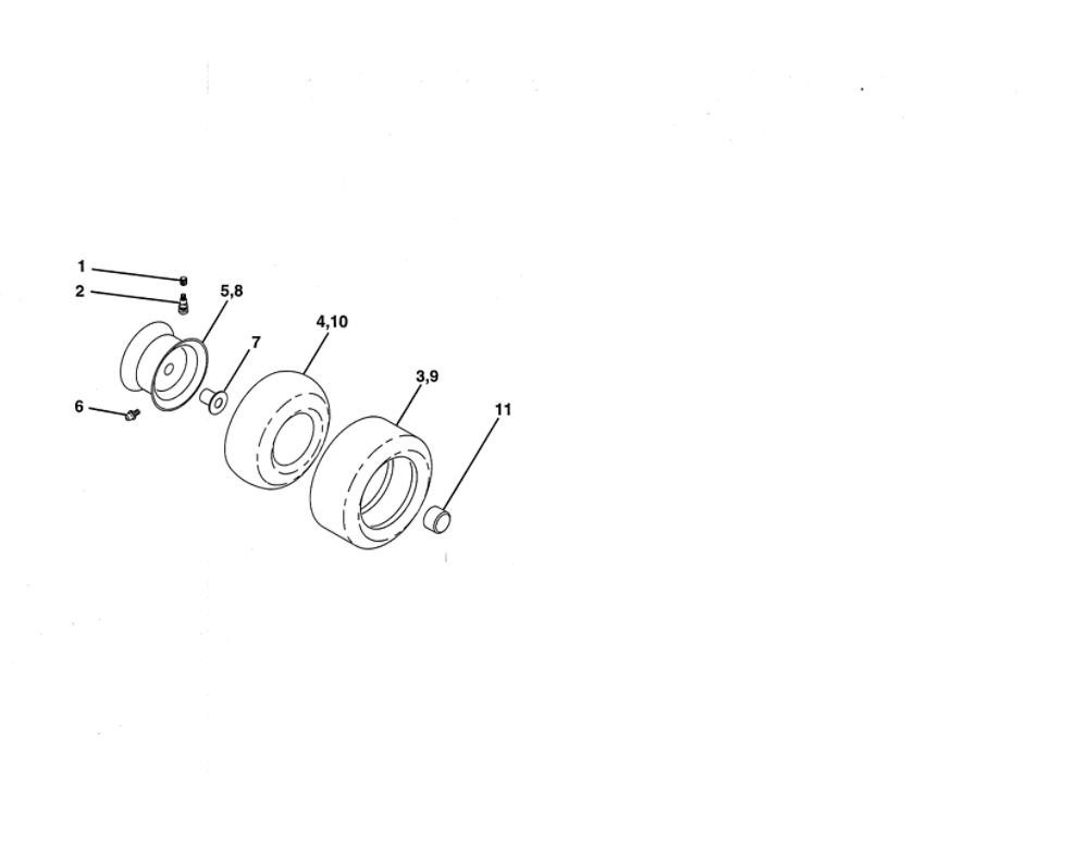 Wheels And Tires Diagram and Parts List for PP155A42-274430  Poulan Lawn Tractor