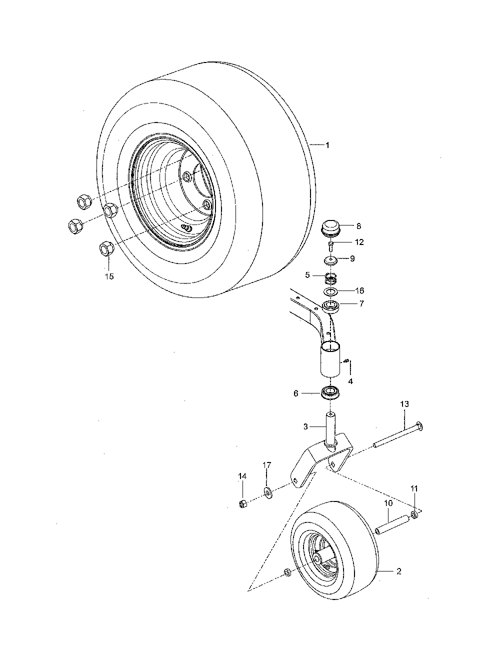 Wheels & tires Diagram and Parts List for 967721801-00  Poulan Lawn Mower