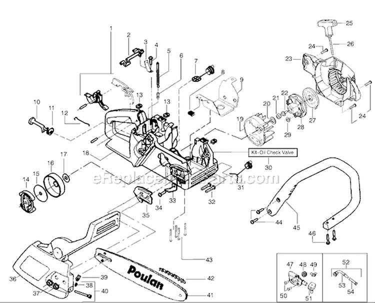 Page A Diagram and Parts List for 1950LE Type 2 Poulan Chainsaw