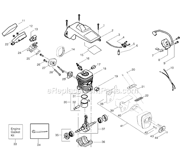 Page B Diagram and Parts List for 1975LE Type 1 Poulan Chainsaw